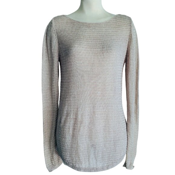 Tahari 100% Linen Open Weave Lightweight Long Sleeve Sweater Size M - Picture 1 of 15